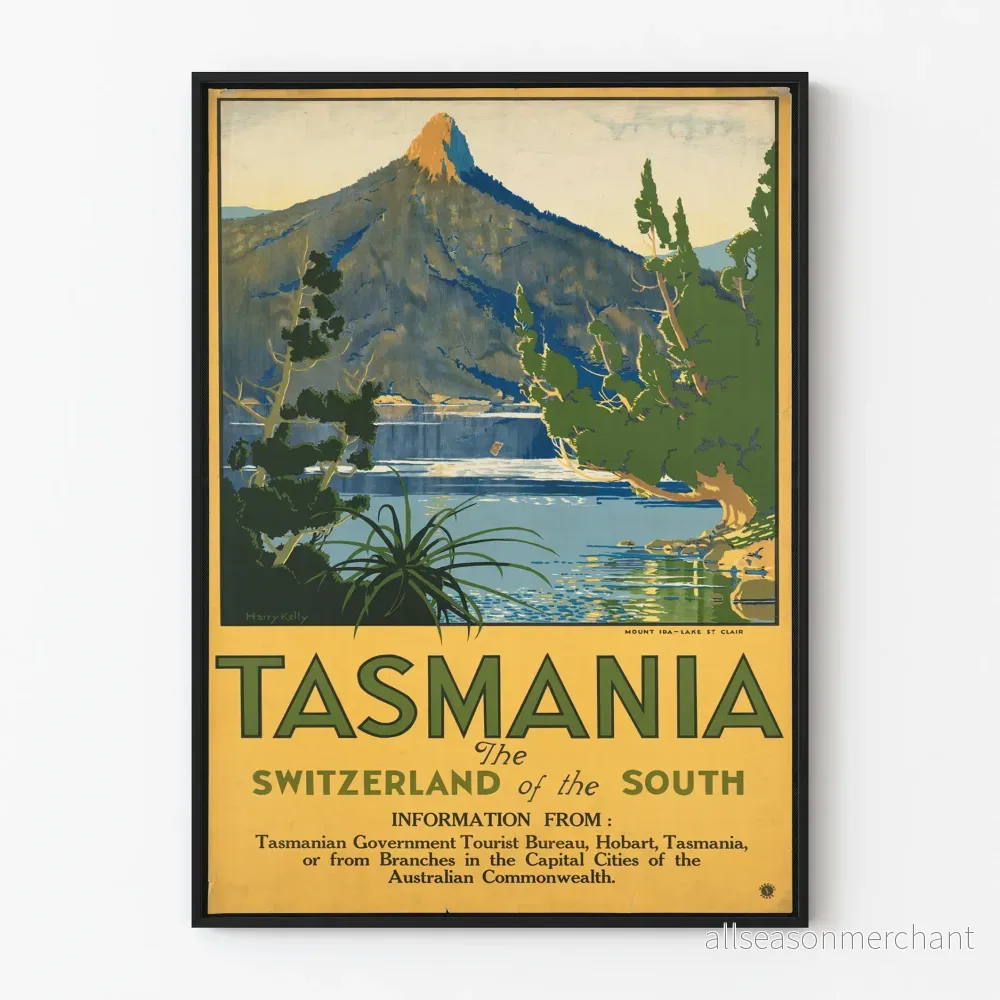 Vintageposter Tasmanien – Schweiz i söder