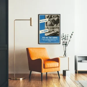 Vintageposter 'Stanna hemma i sommar' - Järnvägsreklamkampanj - Bild 2