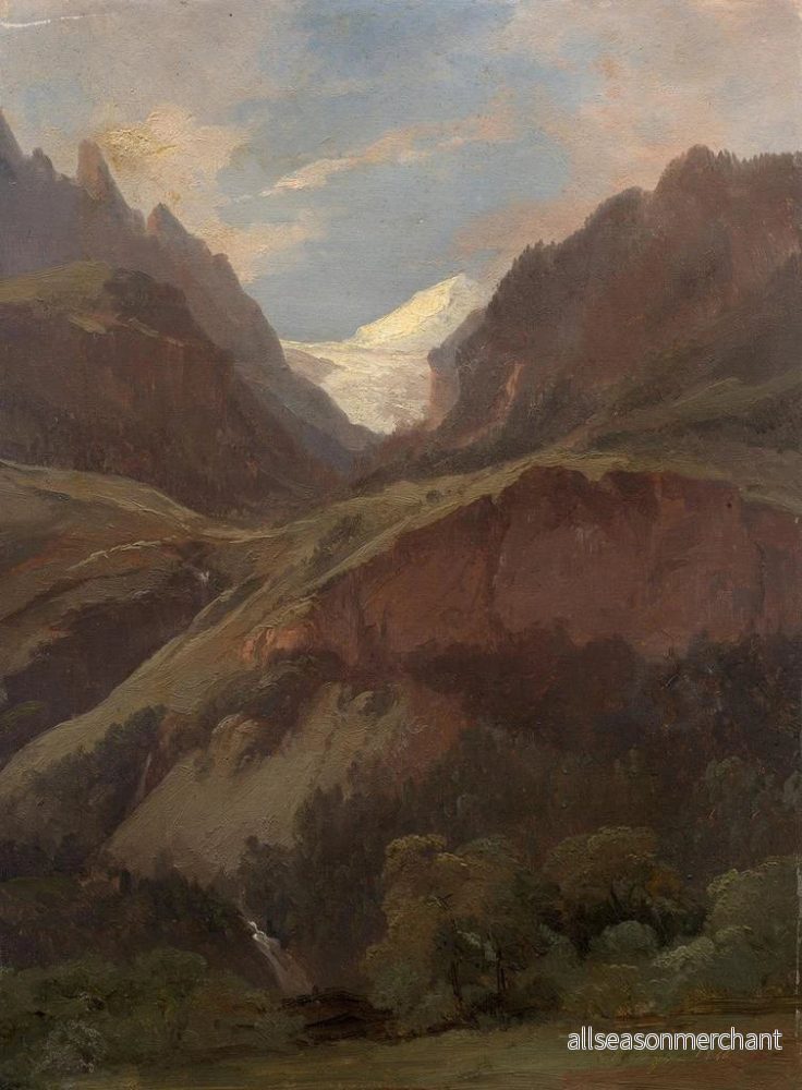 Målning Vue sur le Wetterhorn et le Reichenbach depuis Meiringen - Alexandre Calame | Konsttryck - Bild 2
