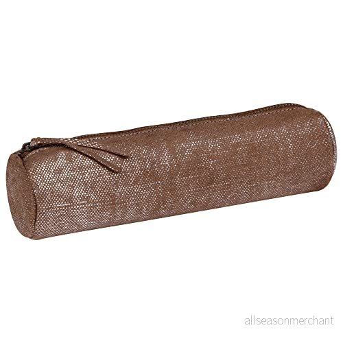 Clairefontaine 410035C Pennfodral KLEO PATHRA rund, av lammskinn, Ø 5,5 x 22 cm, 1 st, silver 3329684100354