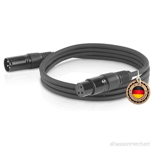 ETEC, XLR kabel, mikrofonkabel, kontakt till uttag, anslutningskabel, svart, 10,0 m 4262403750951