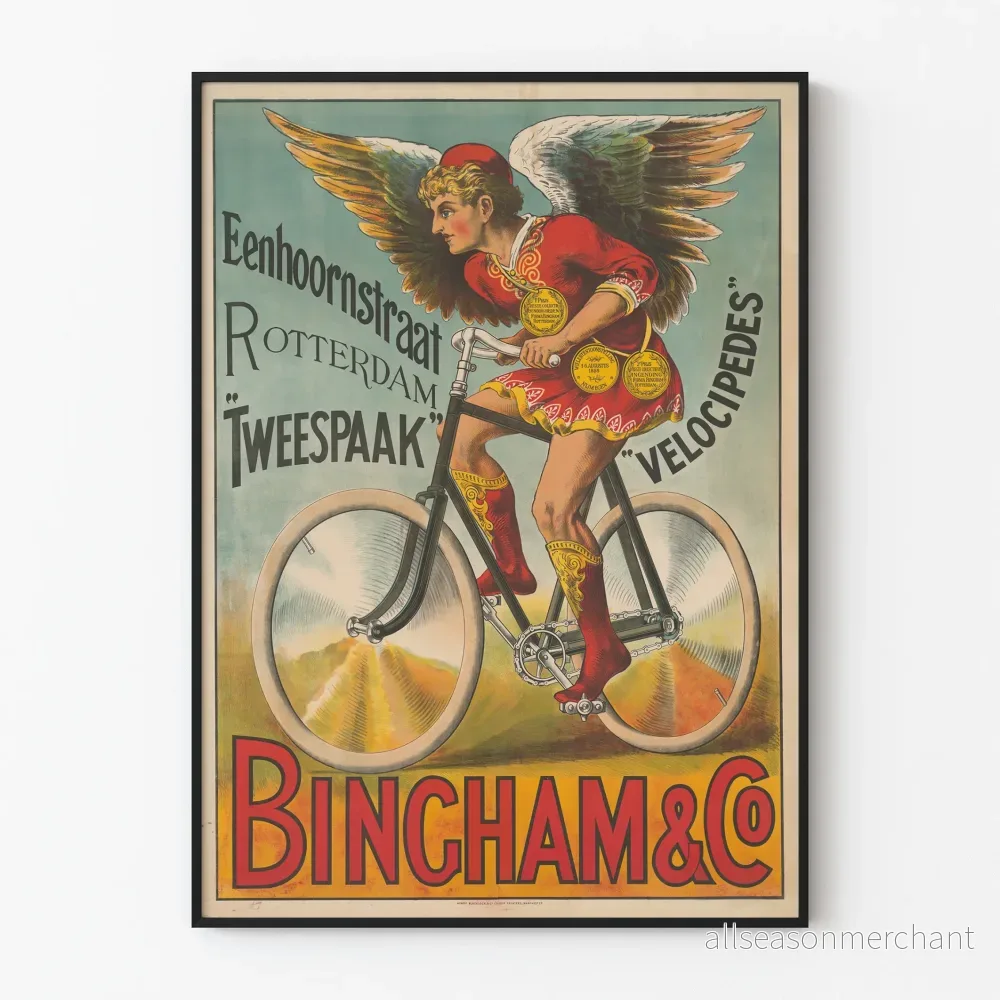 Vintage poster för väggdekoration Bingham & Co. velocipeder