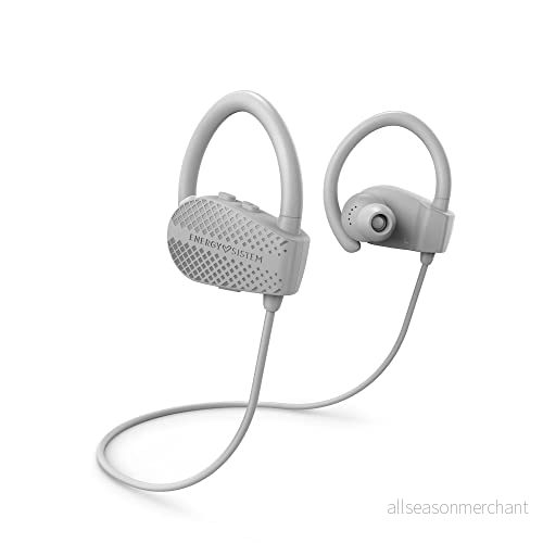 Energy Sistem Earphones Bluetooth Sport 1+ Grå 5.1 hörlurar, Röststyrning Voice Assistant, Säkerhetsfit Fästsystem, Svetsbeständig) 8432426455003