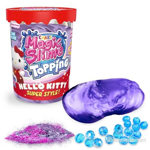 CRAZE Magic Slime Topping Hello Kitty, burk för barn, innehåller 70 ml och två toppingar, färger slumpmässiga toppingar 4059779052853