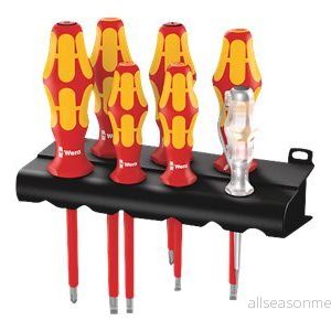 Wera 160 i/165 i/7 rack Screwdriver set Kraftform Plus Series 100 single pole phase tester and 7 pieces 4013288041715 Wera 160 i/165 i/7 rack Screwdriver set Kraftform Plus Series 100 single pole phase tester and 7 pieces 4013288041715