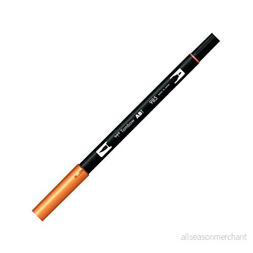 Tombow ABT 985 fiberpenna dubbla borstar penna med två spetsar, kromgul 4901991902266