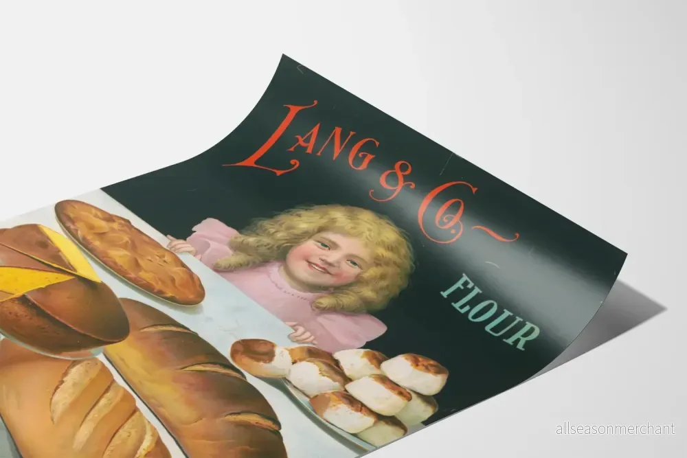 Vintageposter Farine Lang & Co. med Barn och Olika Bröd - Bild 3