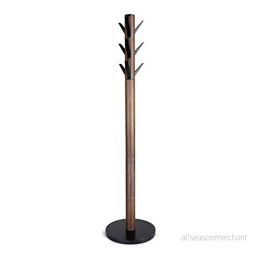 Umbra Flapper Klädställ, klädhängare, paraplyhållare och hattorganisatör, perfekt för entré, trä, svart/valnöt, 39,367 x 39,369 168,401 cm 28295456883