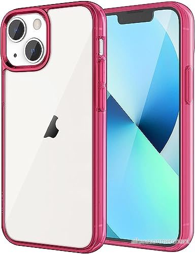 Fodral för iPhone 13 Mini 5,4 tum, stöttåligt mobiltelefonfodral, transparent reptåligt bakstycke (röd) 763746789133