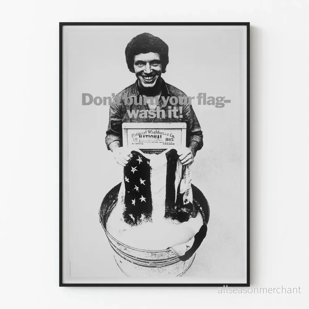 Vintageposter Don't burn your flag - Tvätta den för väggdekoration