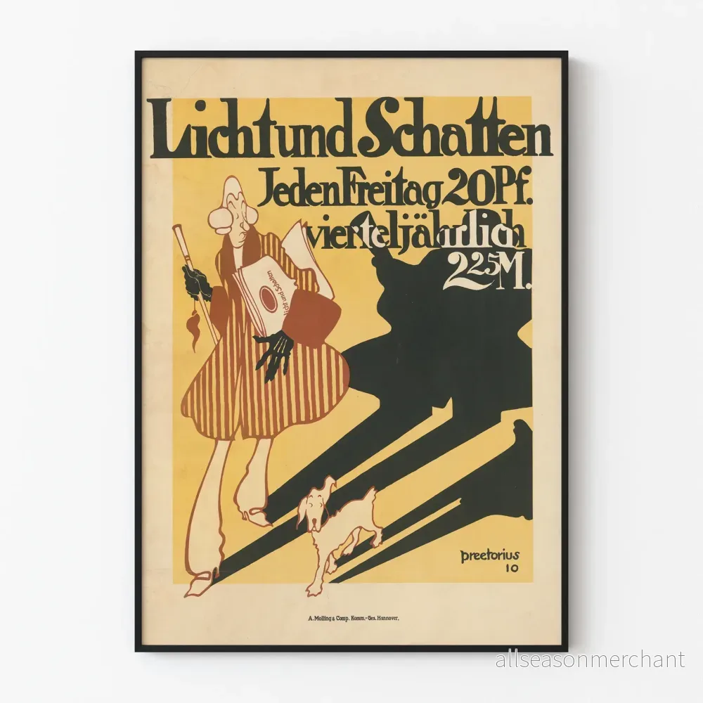 Vintageposter Licht und Schatten - Retro väggdekoration