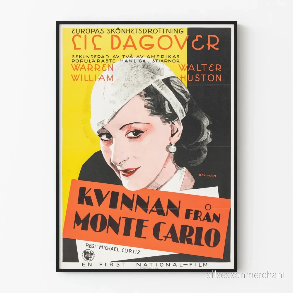 Vintageposter Kvinan från Monte Carlo - Retro filmväggdekoration
