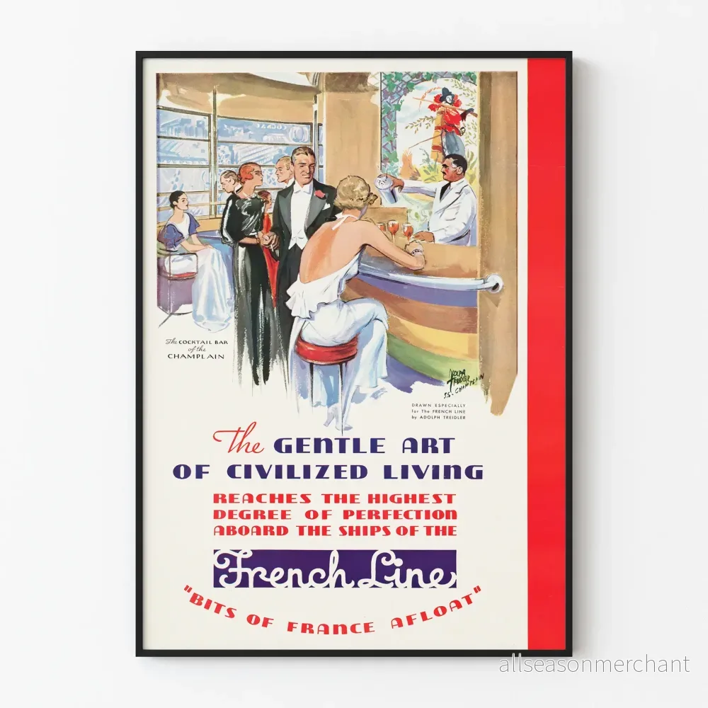 Vintage affisch för livsstil ombord French Line