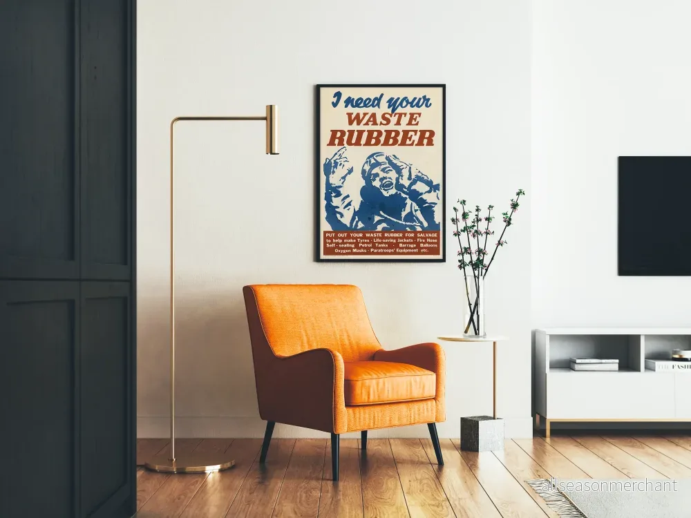 Vintageposter I Need Your Waste Rubber - Retro Väggdekoration - Bild 2