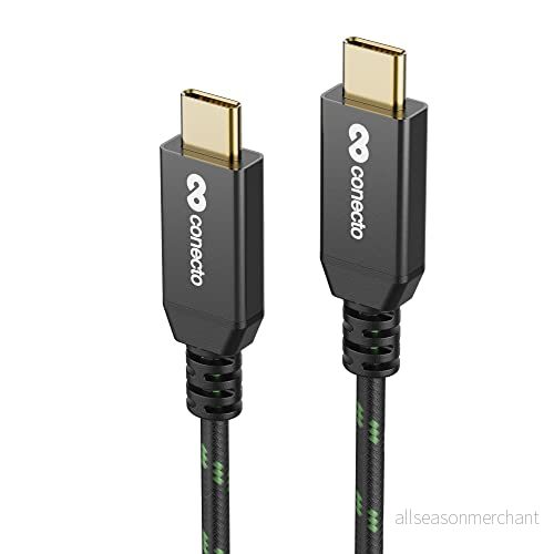 conecto, datakabel och laddning USB C till C, 3.1, Gen 2, snabbladdningsfunktion, guldpläterad kontakt, E markör, 5A/100W, 10 GB/s, 4K 60Hz, svart/grön, 0,15 m 4250684931558