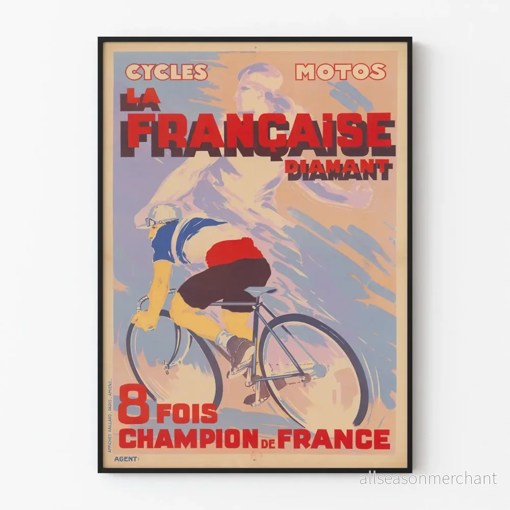 Vintageposter La Française Diamant Champion de France 8 gånger - Sportig väggdekoration