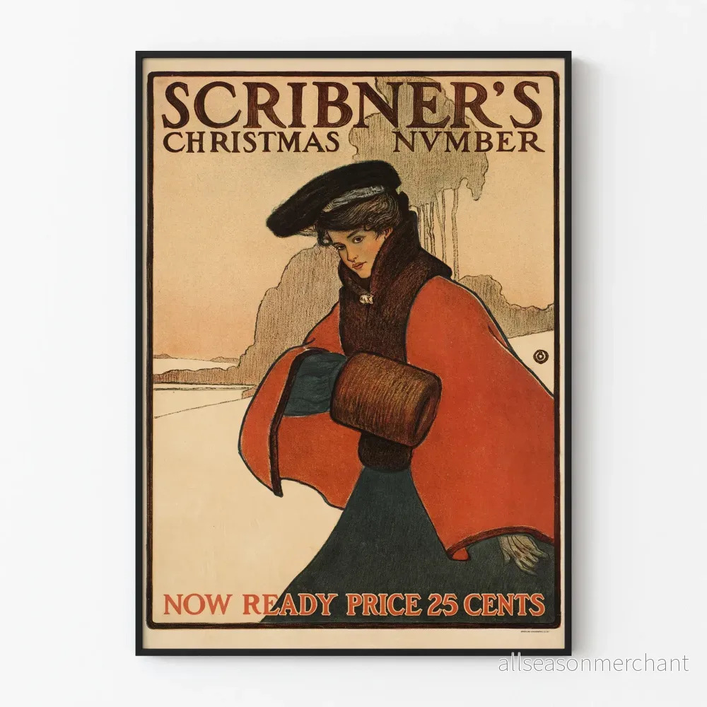 Vintageposter Scribner's Christmas Number för väggdekoration