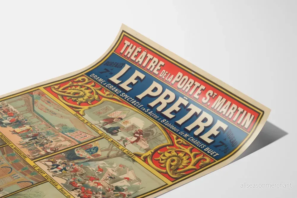Teateraffisch Le Prêtre - Vintage- och dramatisk scenografi - Bild 3