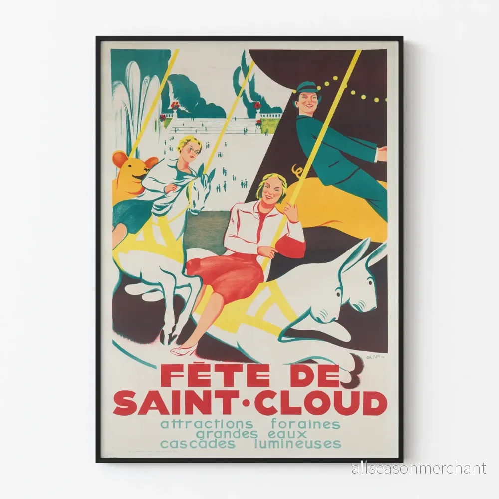 Vintageposter för Saint-Cloud-festen – Festlig väggdekoration