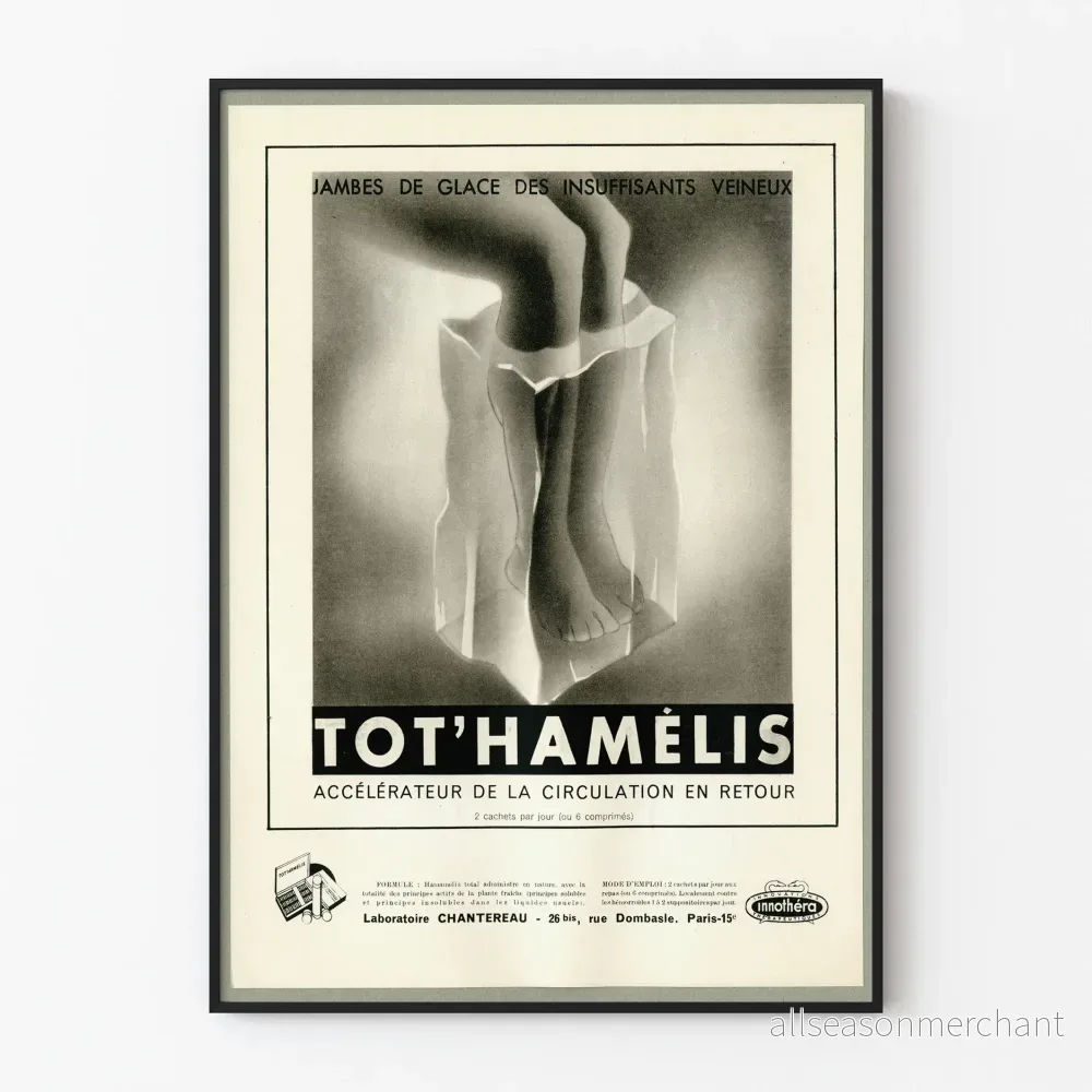 Vintage medicinsk poster Tot'Hamélis - Venös cirkulation