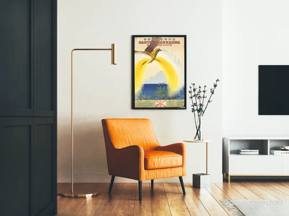 Vintageposter Nanyo Yusen Kaisha - Maritim väggdekoration och exotisk fågel - Bild 2