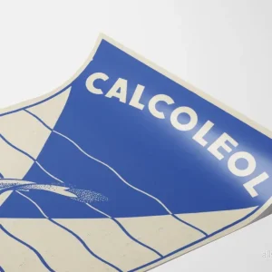 Vintage blå poster Calcoleol med stiliserad fisk - Bild 3