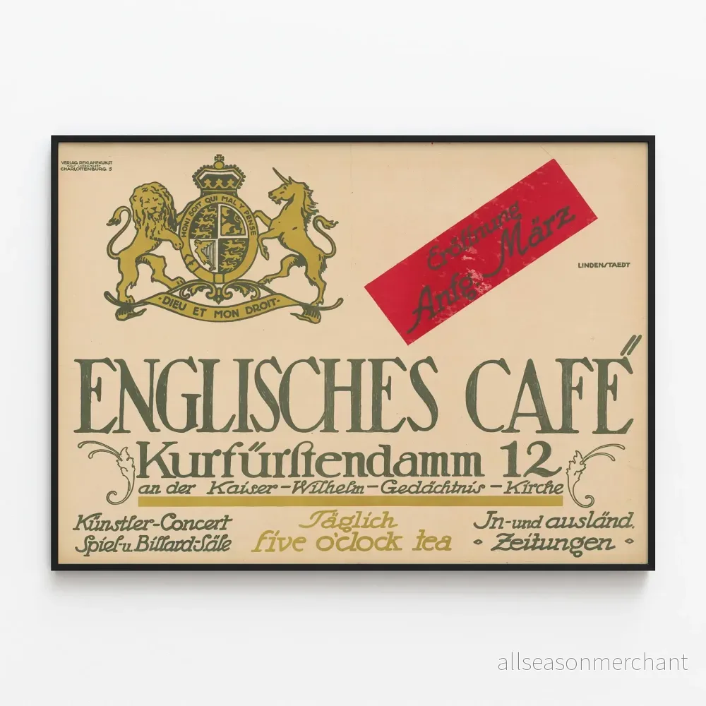 Vintageposter av det engelska caféet Kurfürstendamm 12