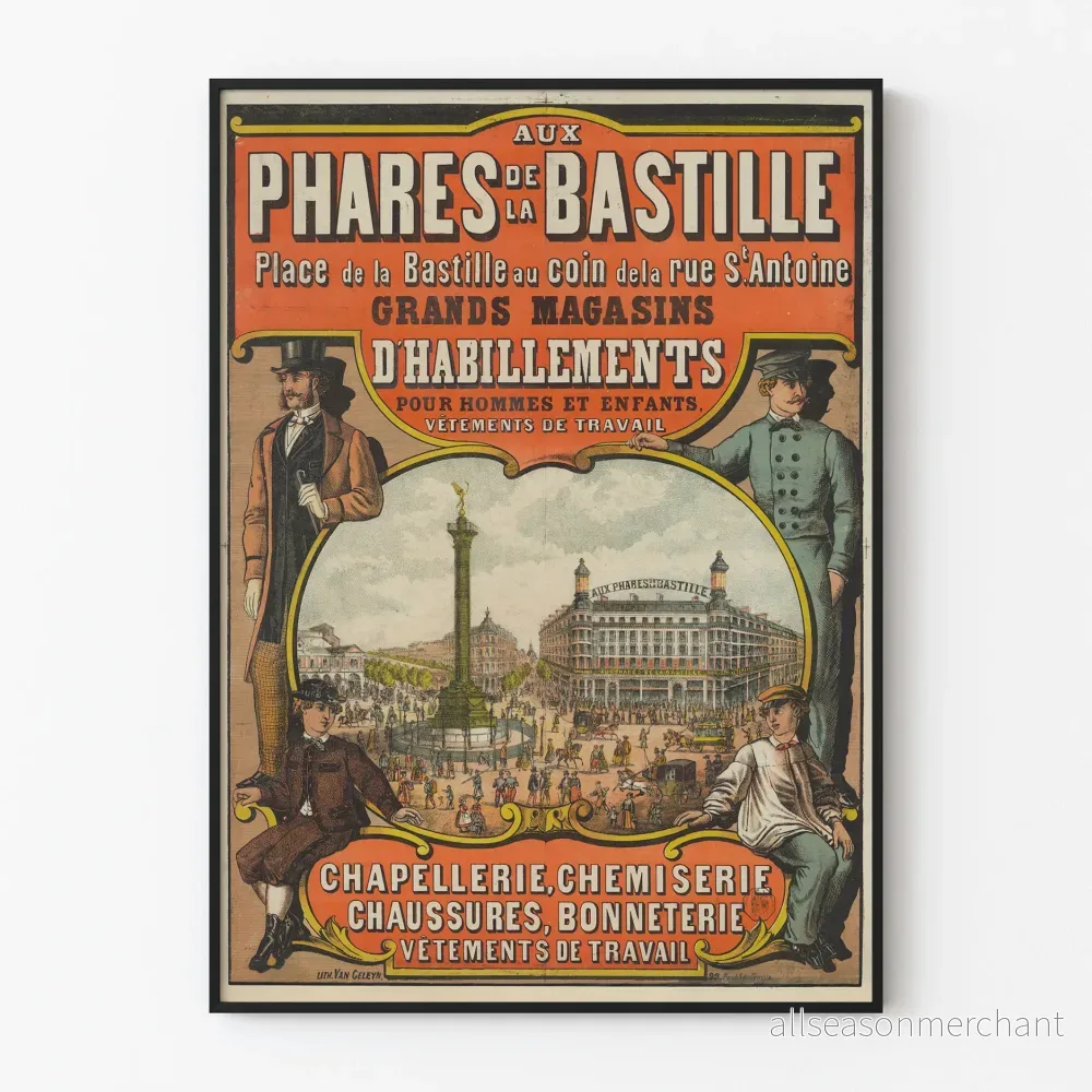 Vintageposter "Aux Phares de la Bastille" – Parisisk väggdekoration