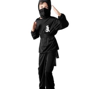 Blommor Paolo Black Ninja kostym för barn, svart, L (79 år), 61105.L 8008092885446 Blommor Paolo Black Ninja kostym för barn, svart, L (79 år), 61105.L 8008092885446