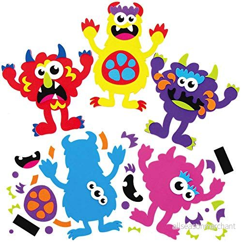 Baker Ross AX240 Monster Craft Magneter för Halloween 8-pack, mixa och matcha skummagnet, 13-15,5 cm 5051174108400