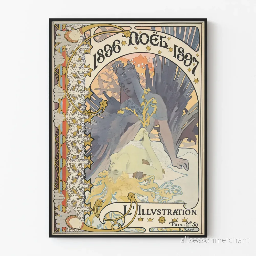 Vintage julposter 1896 av Alphonse Mucha