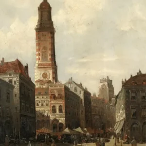 Målning En marknad på gatan - August von Siegen | Konsttryck - Bild 2