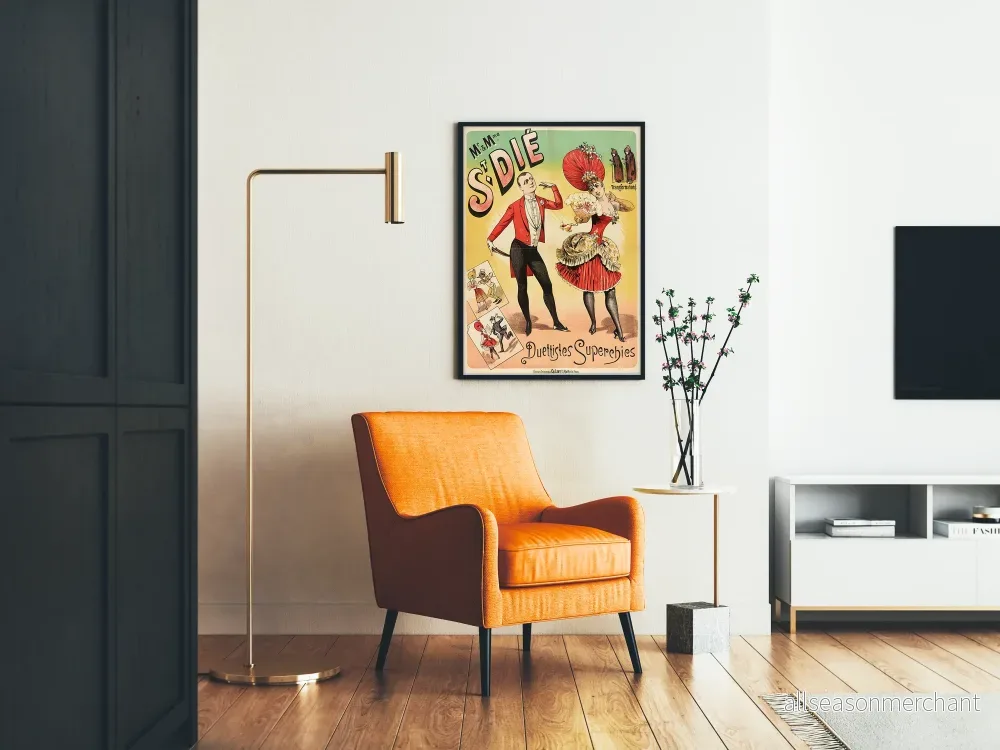 Vintage väggdekorationsposter Mr & Mme St-Dié Duettister Superchics - Bild 2