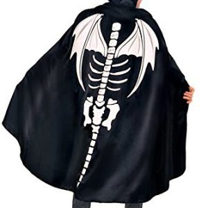 Cape Cloak domino adult dragon Skull (One size) with hood and skeleton print glow in the dark 8026196190778 Cape Cloak domino adult dragon Skull (One size) with hood and skeleton print glow in the dark 8026196190778