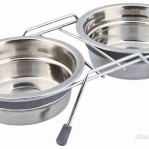 Trixie Matskålset i rostfritt stål med skrammelskydd 2x 0.45L 13cm 4011905252315
