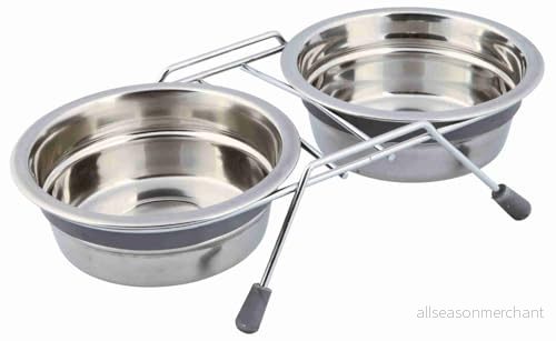 Trixie Matskålset i rostfritt stål med skrammelskydd 2x 0.45L 13cm 4011905252315