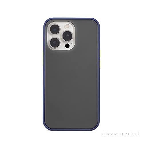 aiino italian ideas Foggy Case för iPhone 13 Pro, Cover med retro halvtransparent och matt finish Färgad stötsäker TPU Bumper, Tangenter kontrasterande färger, Blå 8059015743275