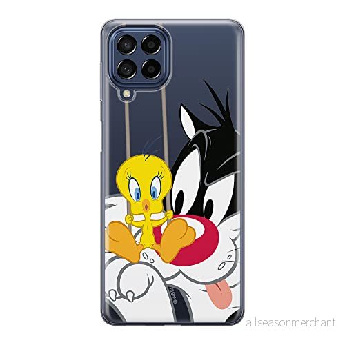 ERT GROUP mobiltelefonfodral för Samsung M53 5G originalt och officiellt licensierat Looney Tunes mönster Sylvester & Tweety 002 anpassad till formen på mobiltelefonen, gedeeltelijk transparant 5905511384678