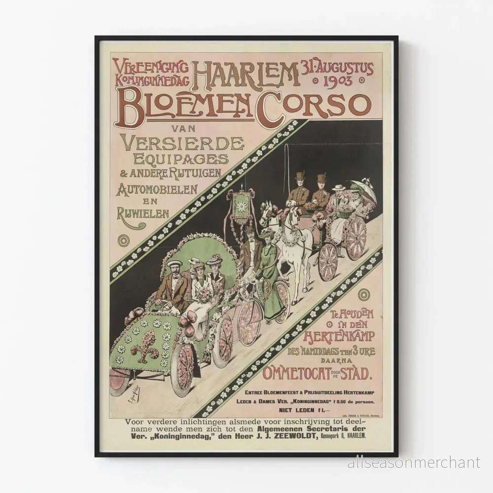 Vintageposter Haarlem Bloemencorso 1903 - Blomsterväggdekoration