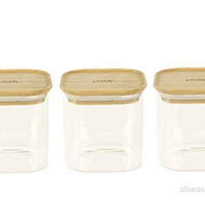 Pebbly Uppsättning av 3 kvadratiska glasbehållare med bambumock 800 ml, borosilikatglas, bambu, silikon, natural, 11 x cm 3760132814230 Pebbly Uppsättning av 3 kvadratiska glasbehållare med bambumock 800 ml, borosilikatglas, bambu, silikon, natural, 11 x cm 3760132814230