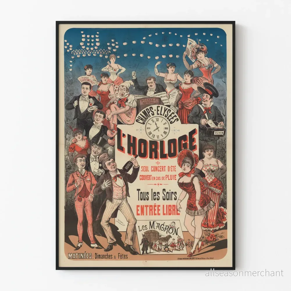Vintageposter Champs-Élysées L'Horloge Sommarfestivalens konsert