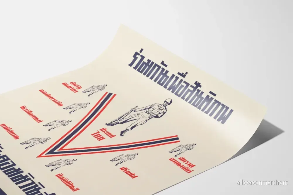 Thailändsk vintage militär propagandaposter - Bild 3
