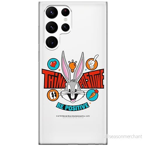 ERT GROUP mobiltelefonfodral för Samsung S22 ULTRA originalt och officiellt licensierat Looney Tunes mönster Bugs 020 optimalt anpassad till formen på mobiltelefonen, gedeeltelijk transparant 5905795084097