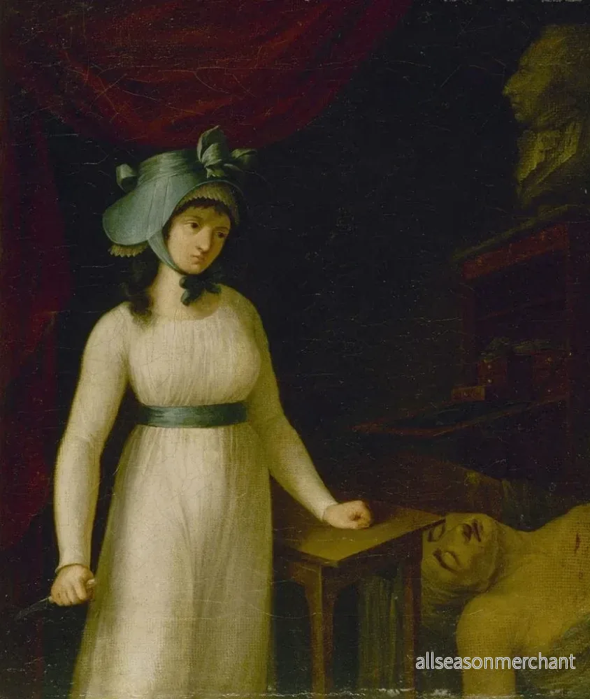Målning av Charlotte Corday 1768-1793 i ögonblicket då hon just har mördat Marat - Anonym | Konsttryck - Bild 2