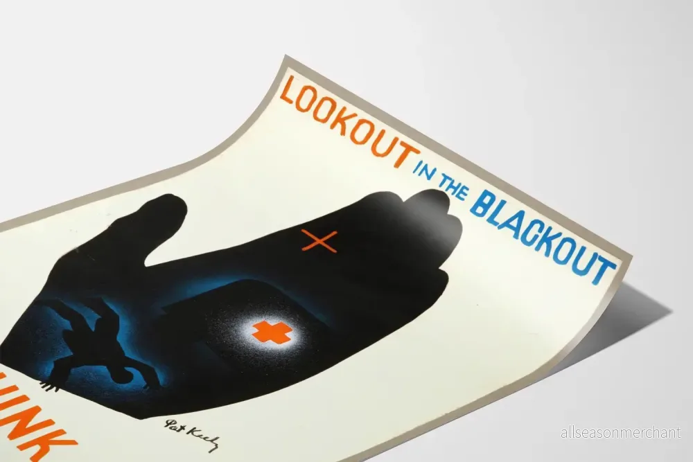 Vintage Vägtrafiksäkerhetsaffisch Svart och Blå - Bild 3