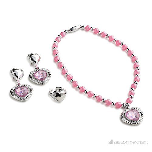 Dress Up America Pink Princess Smycken Set för tjejer som innehåller Necklace, Earrings och Armband, 86138920335