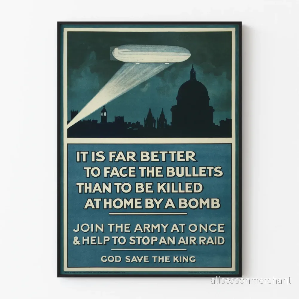 Rekryteringsposter för armén "Det är mycket bättre att möta kulorna" vintage
