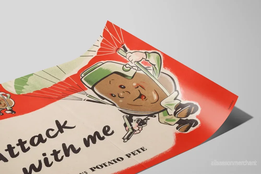 Vintageposter 'Attack with Me' Potato Pete - Lekfull väggdekoration - Bild 2