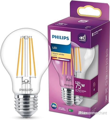 Philips Classic LED-ljuskälla 75W E27 A60 Klart glas Varmvitt ljus 2700 K Ej dimbar 8718699762995