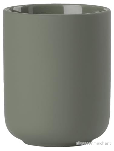 Zone Denmark Ume tandborstmugg, tandborsthållare, tillverkad av stengods/keramik, vackert & praktiskt badrumstillbehör, diam. 8,3 cm, höjd 10,3 Olivgrön (Grön) 5722000264309